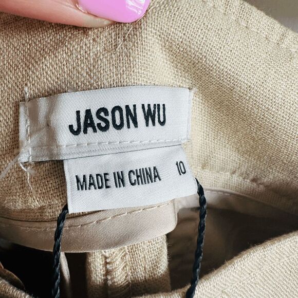 NWT Jason Wu Linen Blend High Waisted Pleated Shorts‎ – Cream – Size 10 – $230 - Picture 4 of 10